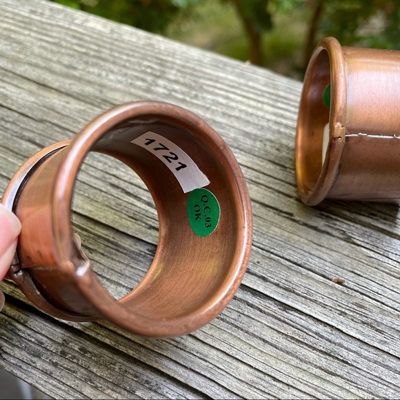 Pottery Barn Rustic Napkin Rings Antiqued Copper - Picture 3 of 11